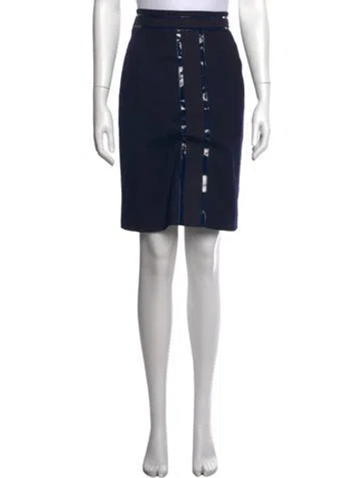 Pre-owned Tory Burch Wool Midi Length Skirt In Blue