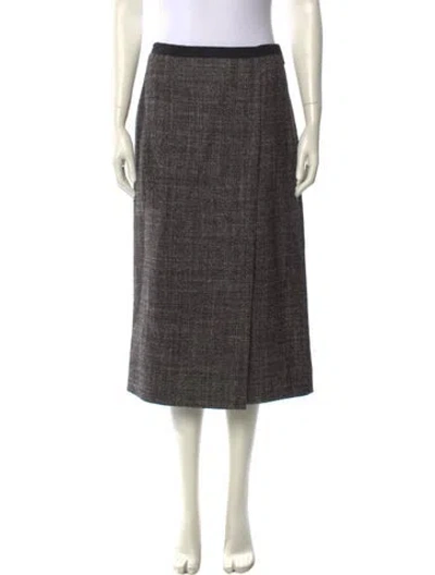 Pre-owned Tory Burch Wool Midi Length Skirt In Brown