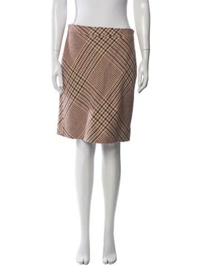 Pre-owned Tory Burch Wool Midi Length Skirt In Brown