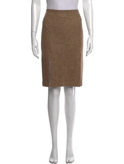 Pre-owned Tory Burch Wool Midi Length Skirt In Neutrals