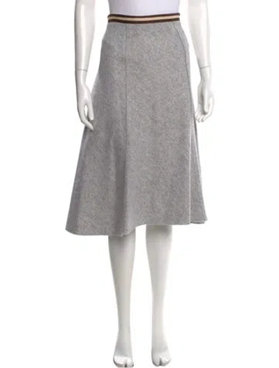 Pre-owned Tory Burch Wool Midi Length Skirt W/ Tags In Gray