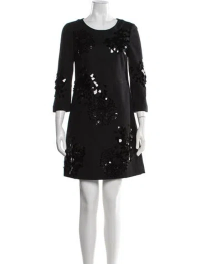 Pre-owned Tory Burch Wool Mini Dress In Black