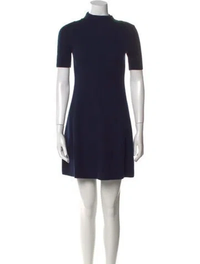 Pre-owned Tory Burch Wool Mini Dress In Blue