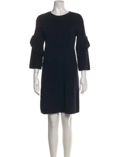 Pre-owned Tory Burch Wool Mini Dress In Blue