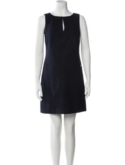 Pre-owned Tory Burch Wool Mini Dress In Blue