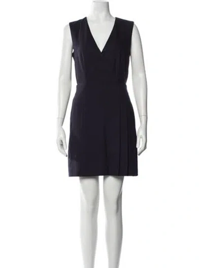Pre-owned Tory Burch Wool Mini Dress In Blue