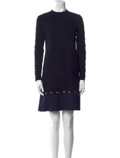 Pre-owned Tory Burch Wool Mini Dress In Blue