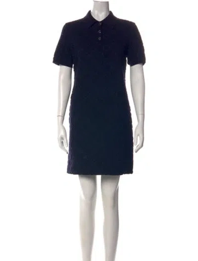 Pre-owned Tory Burch Wool Mini Dress In Blue