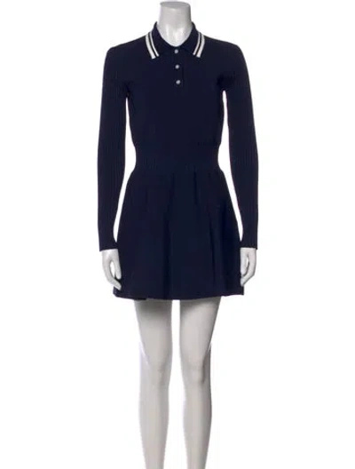 Pre-owned Tory Burch Wool Mini Dress In Blue