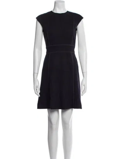 Pre-owned Tory Burch Wool Mini Dress In Blue