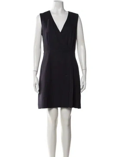 Pre-owned Tory Burch Wool Mini Dress In Blue