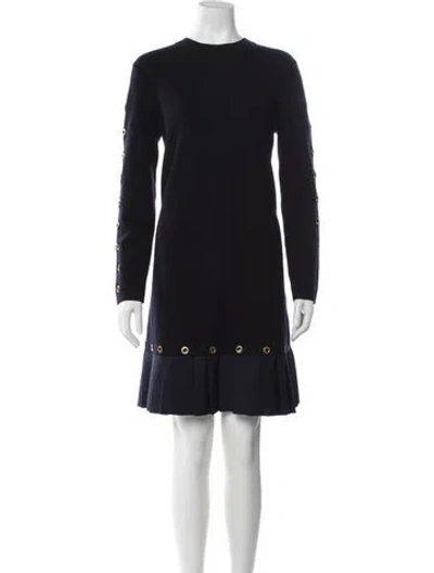 Pre-owned Tory Burch Wool Mini Dress In Blue