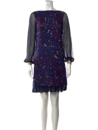 Pre-owned Tory Burch Wool Mini Dress In Blue/burgundy/neutrals