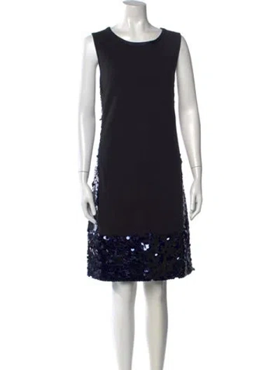 Pre-owned Tory Burch Wool Mini Dress In Blue/metallic