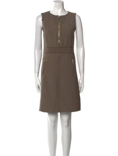 Pre-owned Tory Burch Wool Mini Dress In Brown