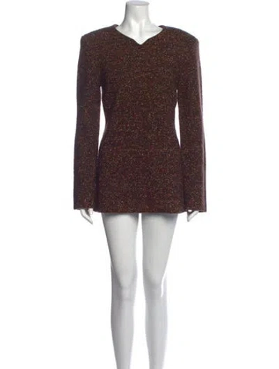 Pre-owned Tory Burch Wool Mini Dress In Brown
