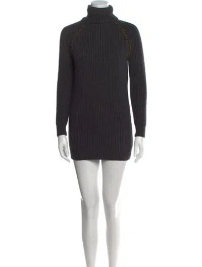 Pre-owned Tory Burch Wool Mini Dress In Gray
