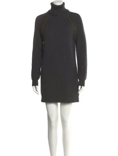 Pre-owned Tory Burch Wool Mini Dress In Gray