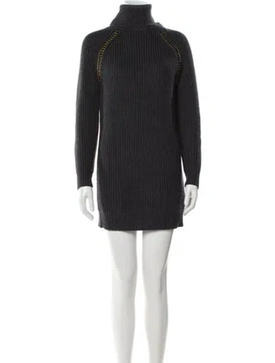 Pre-owned Tory Burch Wool Mini Dress In Gray