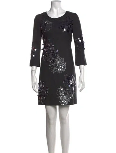 Pre-owned Tory Burch Wool Mini Dress In Gray