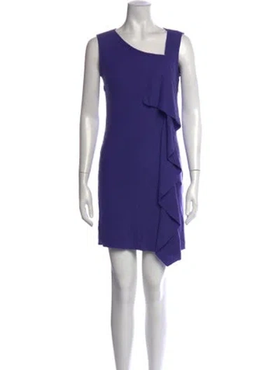 Pre-owned Tory Burch Wool Mini Dress In Purple