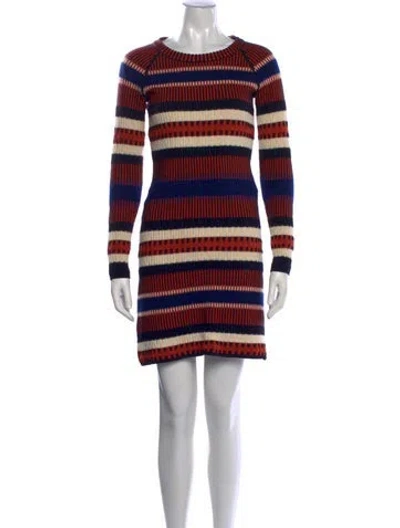Pre-owned Tory Burch Wool Mini Dress In Red