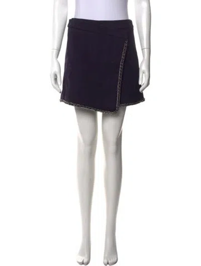 Pre-owned Tory Burch Wool Mini Skirt In Blue