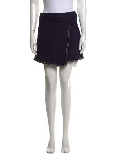 Pre-owned Tory Burch Wool Mini Skirt In Blue