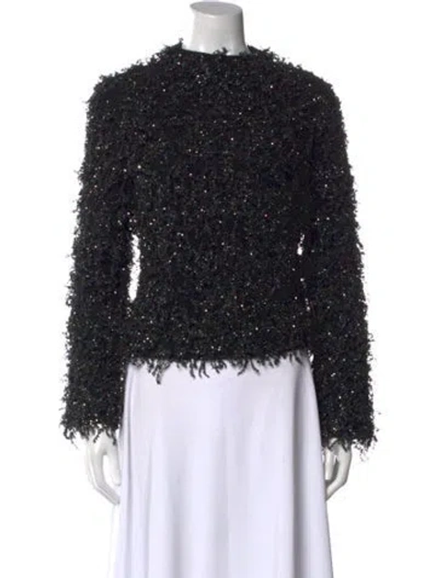 Pre-owned Tory Burch Wool Mock Neck Sweater In Black