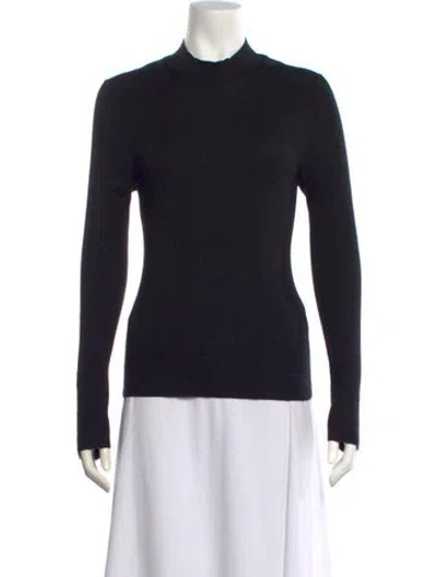 Pre-owned Tory Burch Wool Mock Neck Sweater In Black