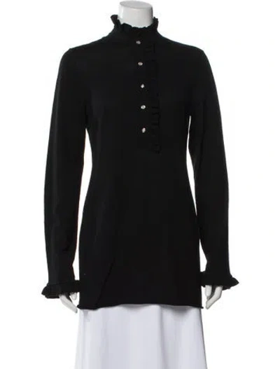 Pre-owned Tory Burch Wool Mock Neck Sweater In Blue