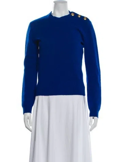 Pre-owned Tory Burch Wool Mock Neck Sweater In Blue