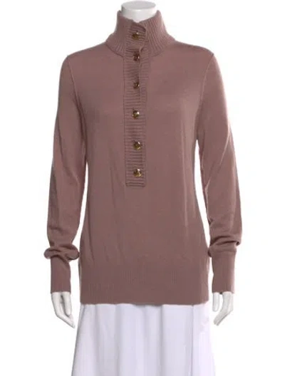 Pre-owned Tory Burch Wool Mock Neck Sweater In Brown