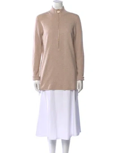 Pre-owned Tory Burch Wool Mock Neck Sweater In Brown