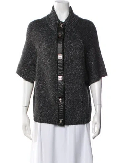 Pre-owned Tory Burch Wool Mock Neck Sweater In Gray