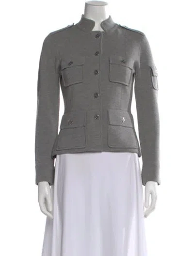 Pre-owned Tory Burch Wool Mock Neck Sweater In Gray