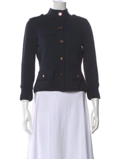 Pre-owned Tory Burch Wool Mock Neck Sweater In Green