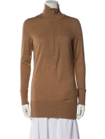 Pre-owned Tory Burch Wool Mock Neck Sweater In Neutral