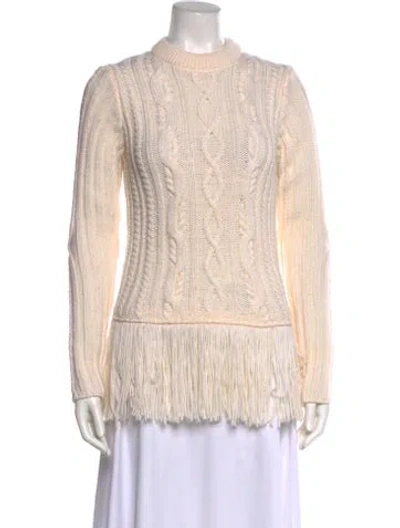 Pre-owned Tory Burch Wool Mock Neck Sweater In Neutral