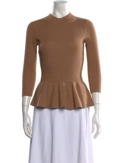 Pre-owned Tory Burch Wool Mock Neck Sweater In Neutral