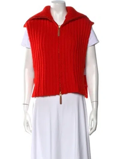 Pre-owned Tory Burch Wool Mock Neck Sweater In Red
