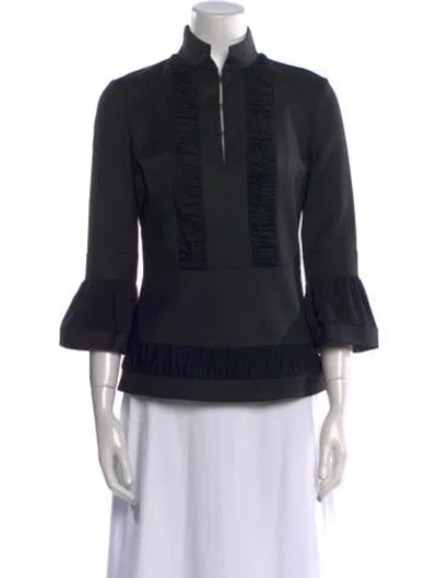 Pre-owned Tory Burch Wool Mock Neck Sweatshirt In Black