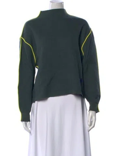 Pre-owned Tory Burch Wool Mock Neck Sweatshirt In Green