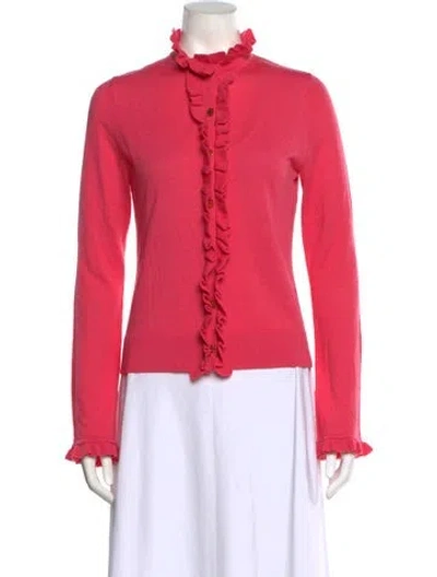 Pre-owned Tory Burch Wool Open Front Sweater In Red