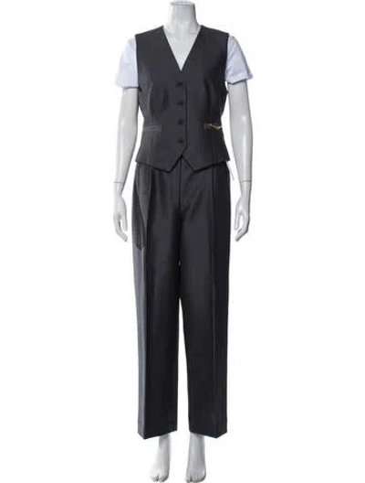 Pre-owned Tory Burch Wool Pant Set In Grey