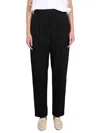 Tory Burch High Waist Wool Twill Trousers With Pleats In Black