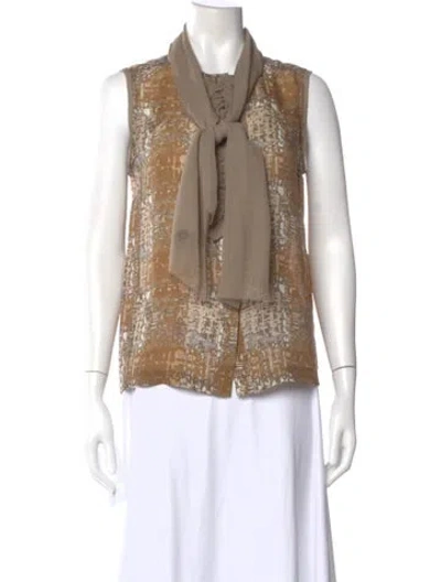Pre-owned Tory Burch Wool Patterned Blouse In Brown