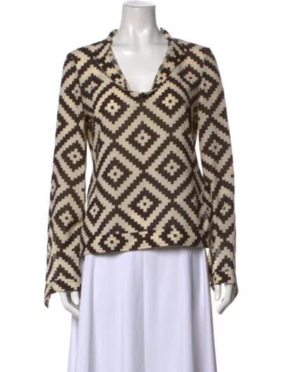 Pre-owned Tory Burch Wool Patterned Blouse In Multi
