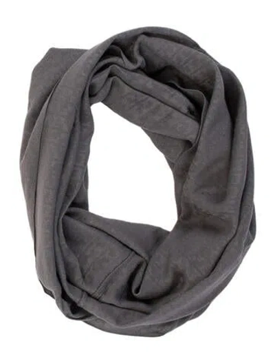 Pre-owned Tory Burch Wool Patterned Infinity Scarf In Grey