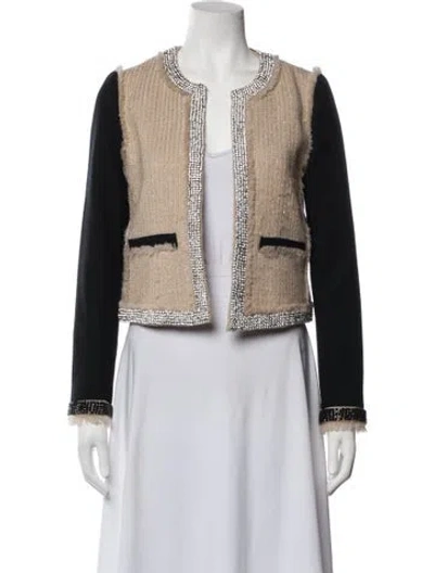 Pre-owned Tory Burch Wool Patterned Jacket In Metallic/neutrals